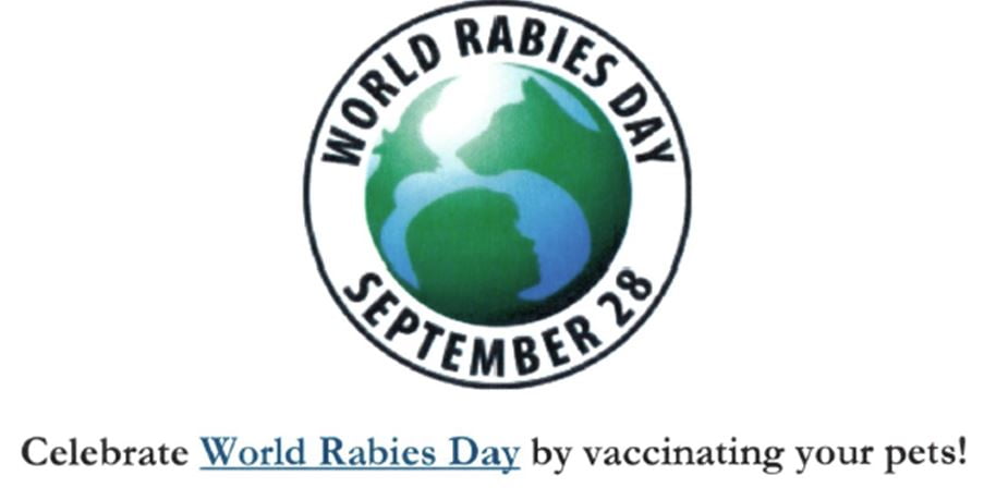 Emblemet til verdens rabiesdag. Teksten World Rabies Day September 28